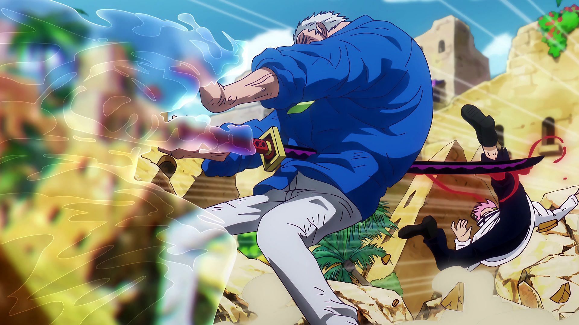 Koby needed Garp to save him from Shiryu (Image via Toei Animation)