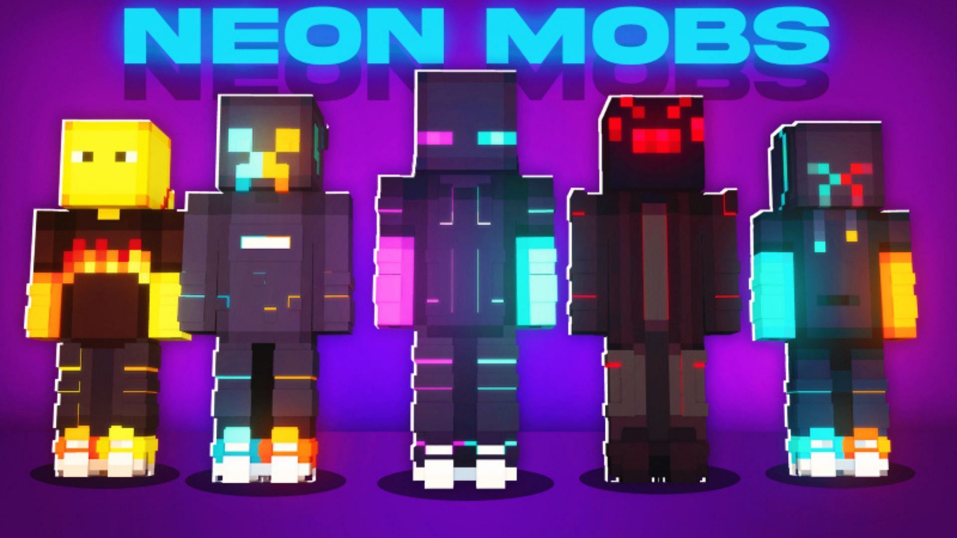 Neon Mobs skin pack in Minecraft (Image via Mojang Studios)