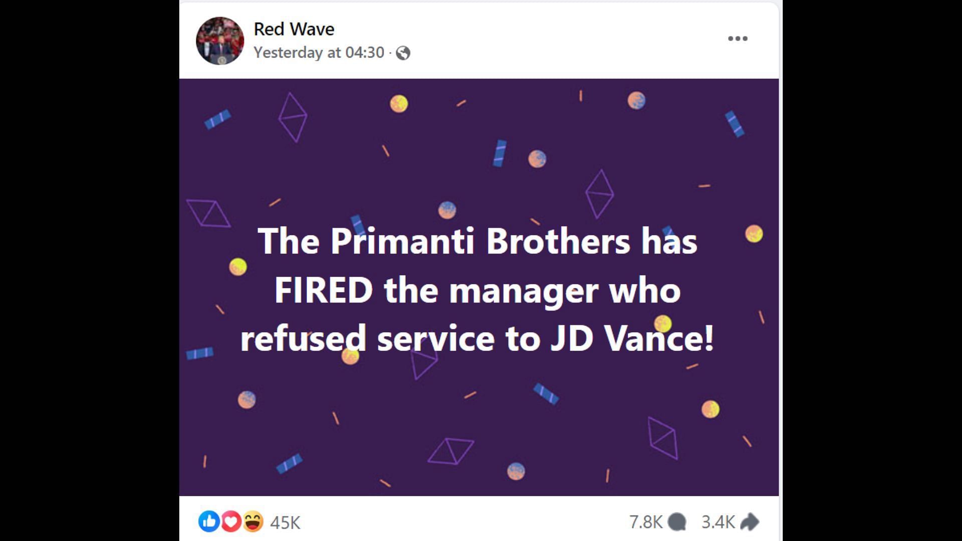 The viral post from Red Wave (Image via Facebook/RedWave)