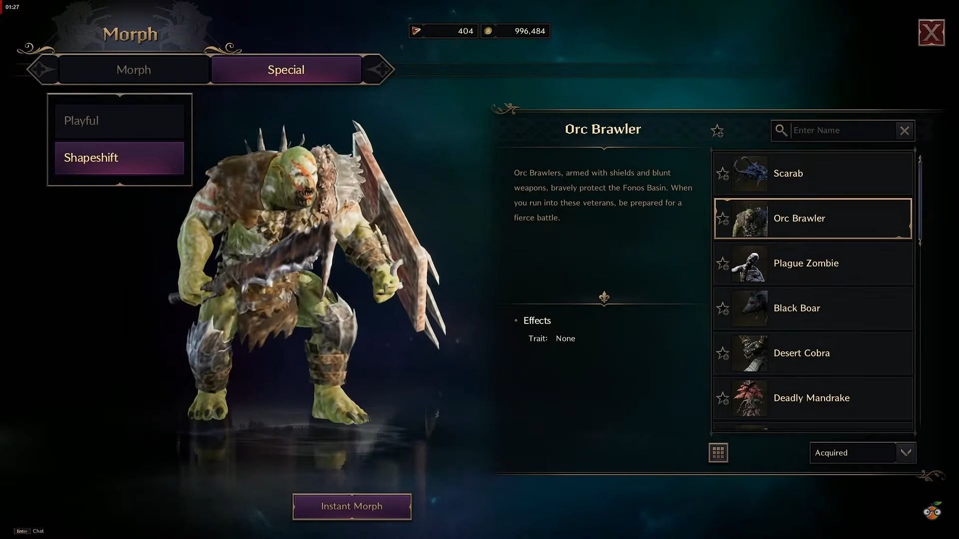 You need to morph into an Orc Brawler to complete the quest (Image via NCSOFT)