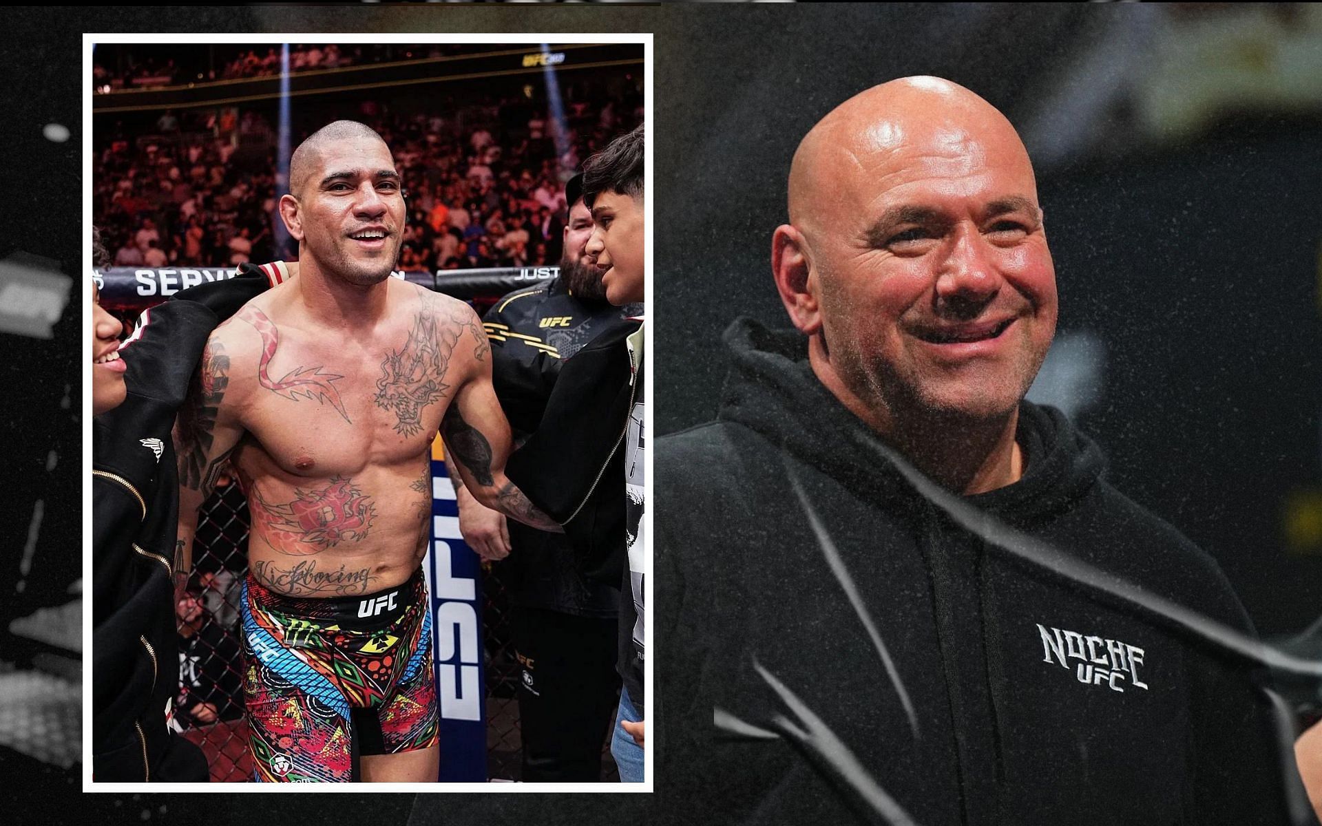 Dana White (right) weighs in on Alex Pereira (inset) potential venture into boxing. [Image courtesy: Getty Images] 