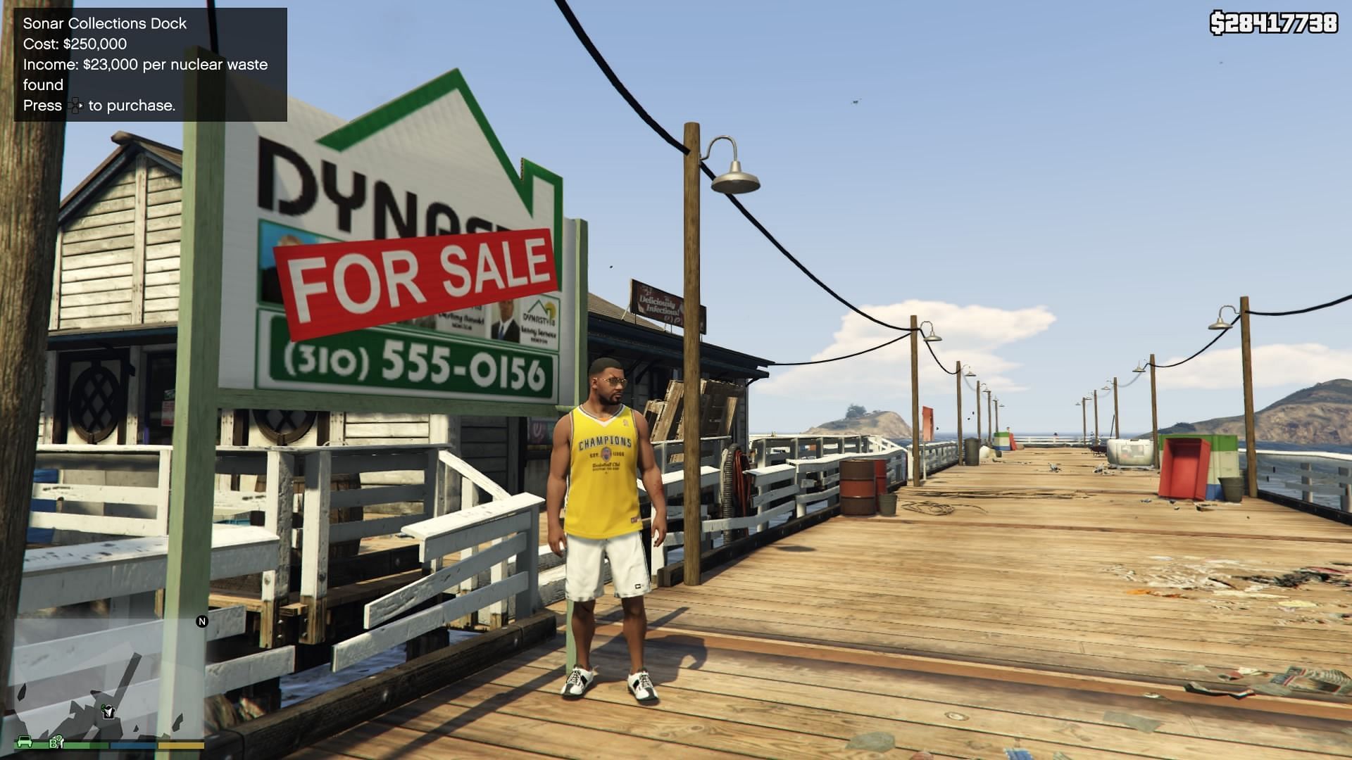 Purchase the Sonar Collections Dock by standing near this board (Image via Rockstar Games)