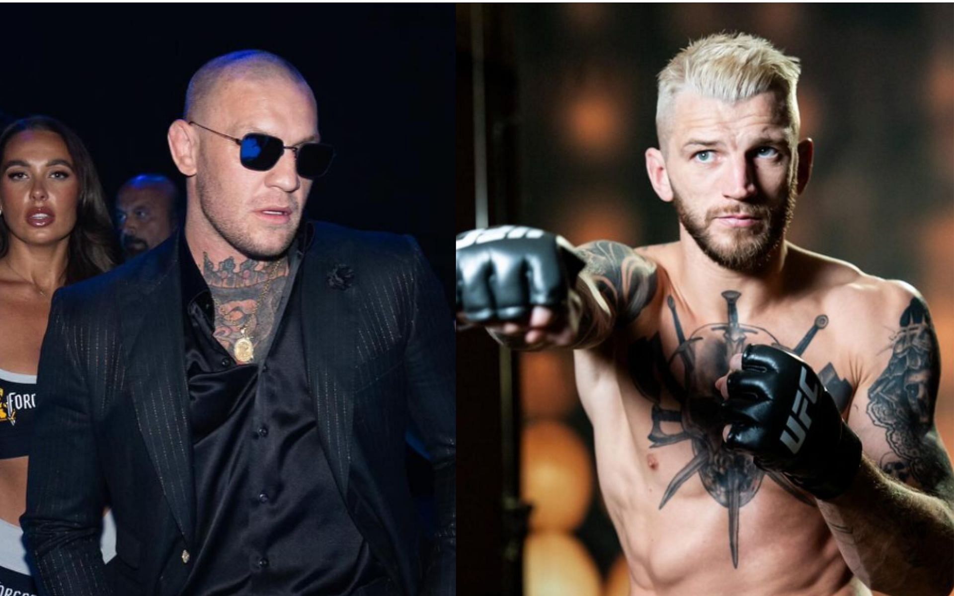 Conor McGregor (left) is on Dan Hooker