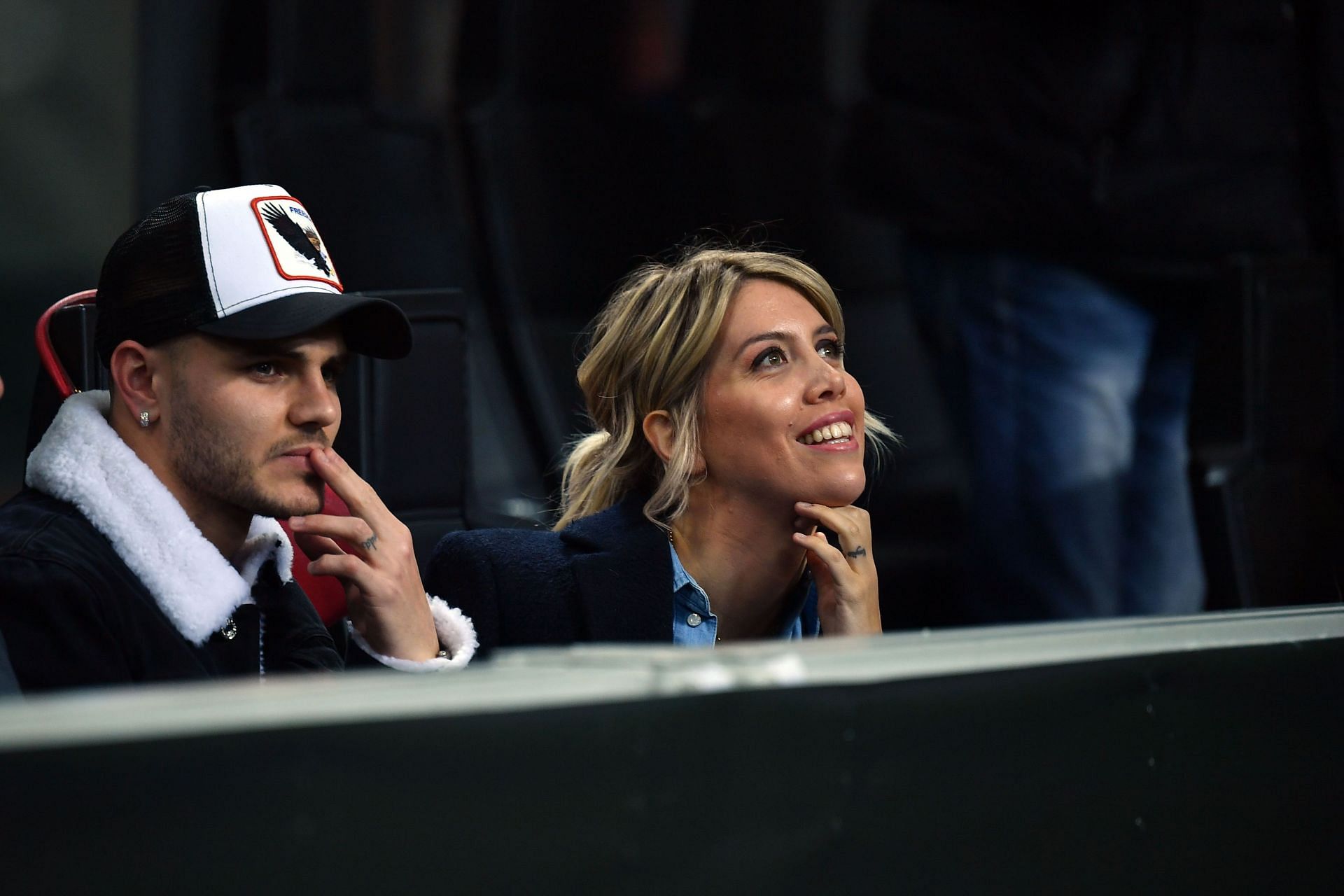 Mauro Icardi (L) and Wanda Nara attends the FC Internazionale v SK Rapid Wien - UEFA Europa League Round of 32: Second Leg (Image via Getty)