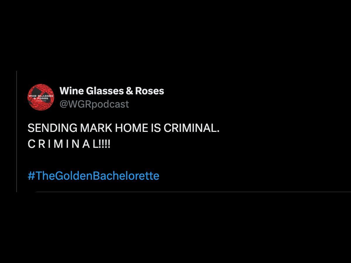 The Golden Bachelorette fans react to Mark leaving the show (Image via X@WGRpodcast)