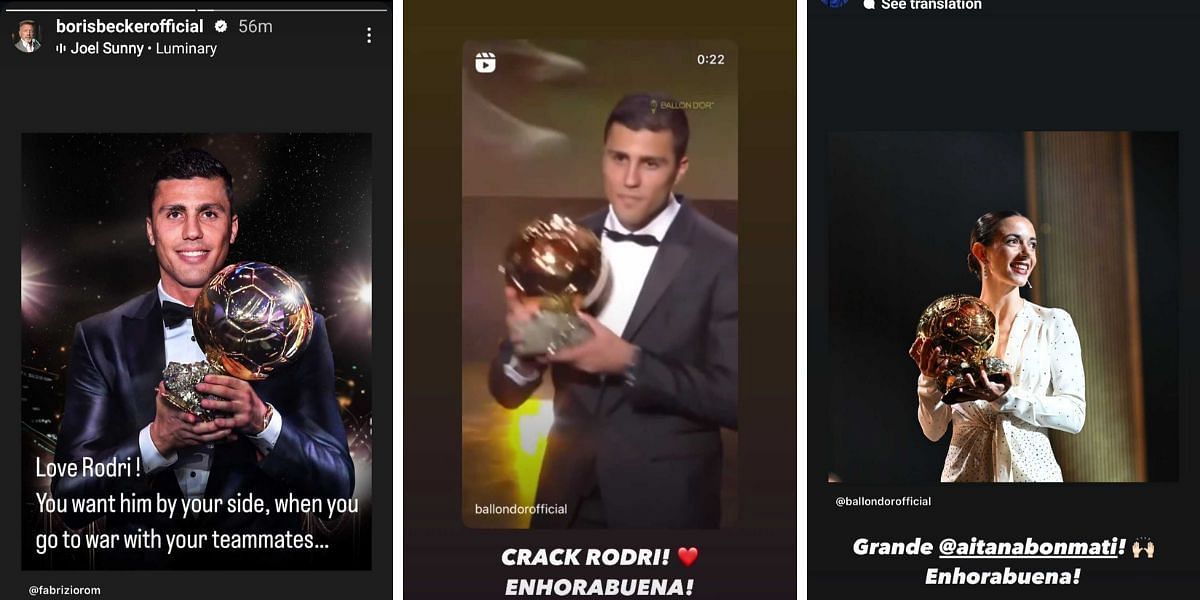 Alcaraz &amp; Boris Becker congratulate Rodri and Aitana Bonmati on their Ballon d&#039;Or 2024 wins