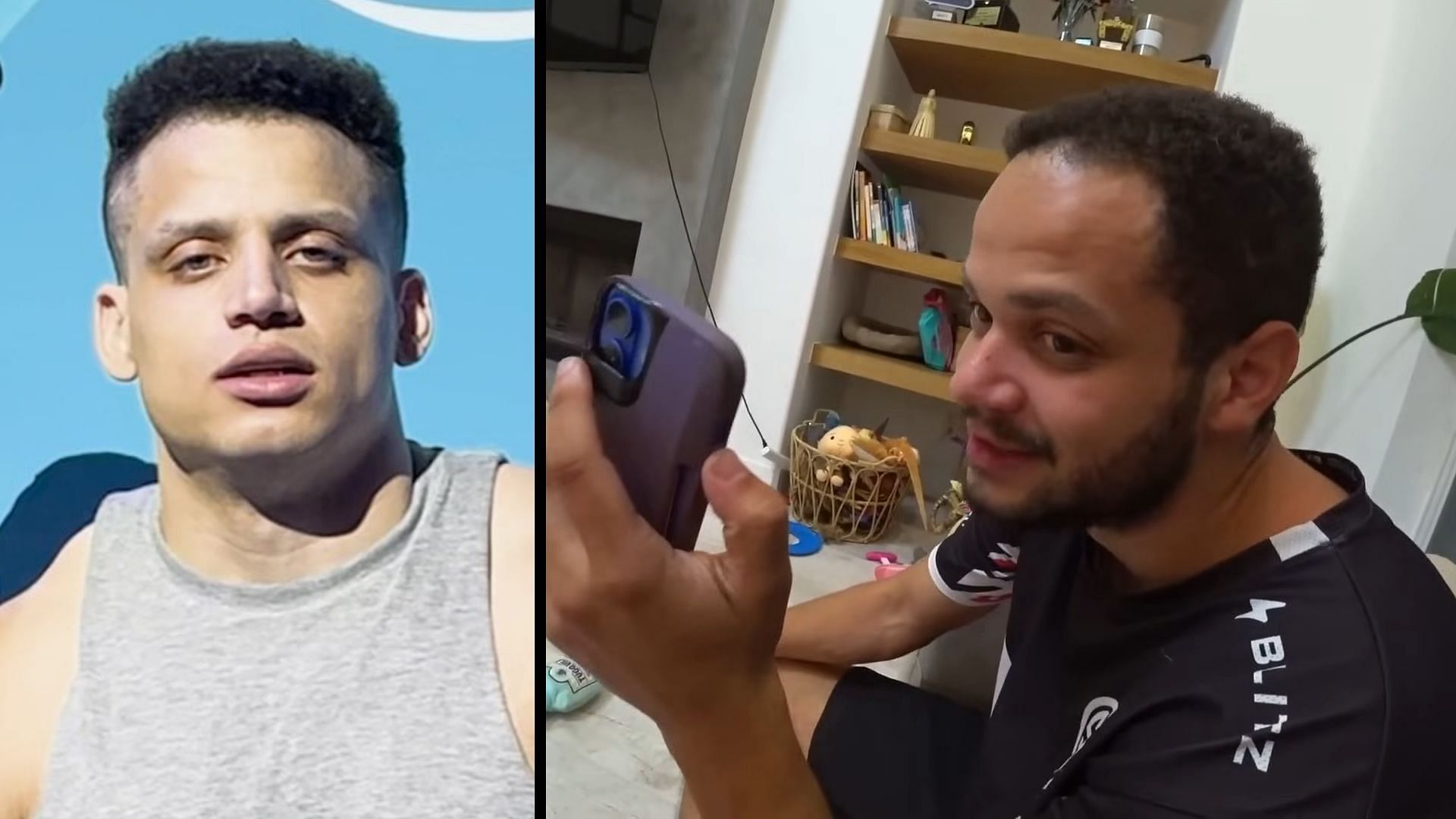 Erobb221 finds out his mother only subscribes to his brother Tyler 1 (Image via Ludwig/Instagram, Erob221/YouTub)