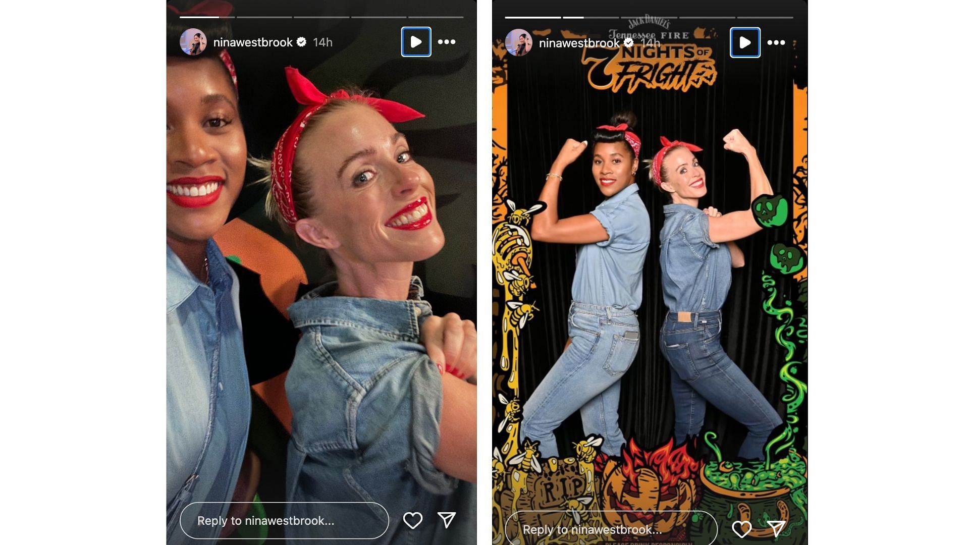 Nina Westrbook poses for photos in Rosie the Riveter outfit. Photo Credits: Nina Westrbook&#039;s IG account