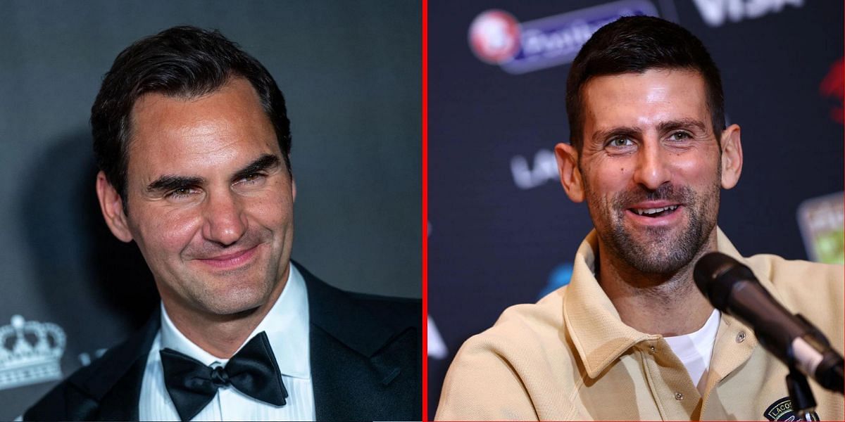 Roger Federer (L) Novak Djokovic (R). (Source: Getty)