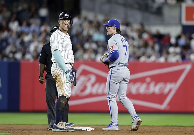 Subpar stats show "Aaron Judge & Bobby Witt Jr. playing their kryptonite" pitching matchups in the Yankees vs. Royals ALDS, says MLB analyst