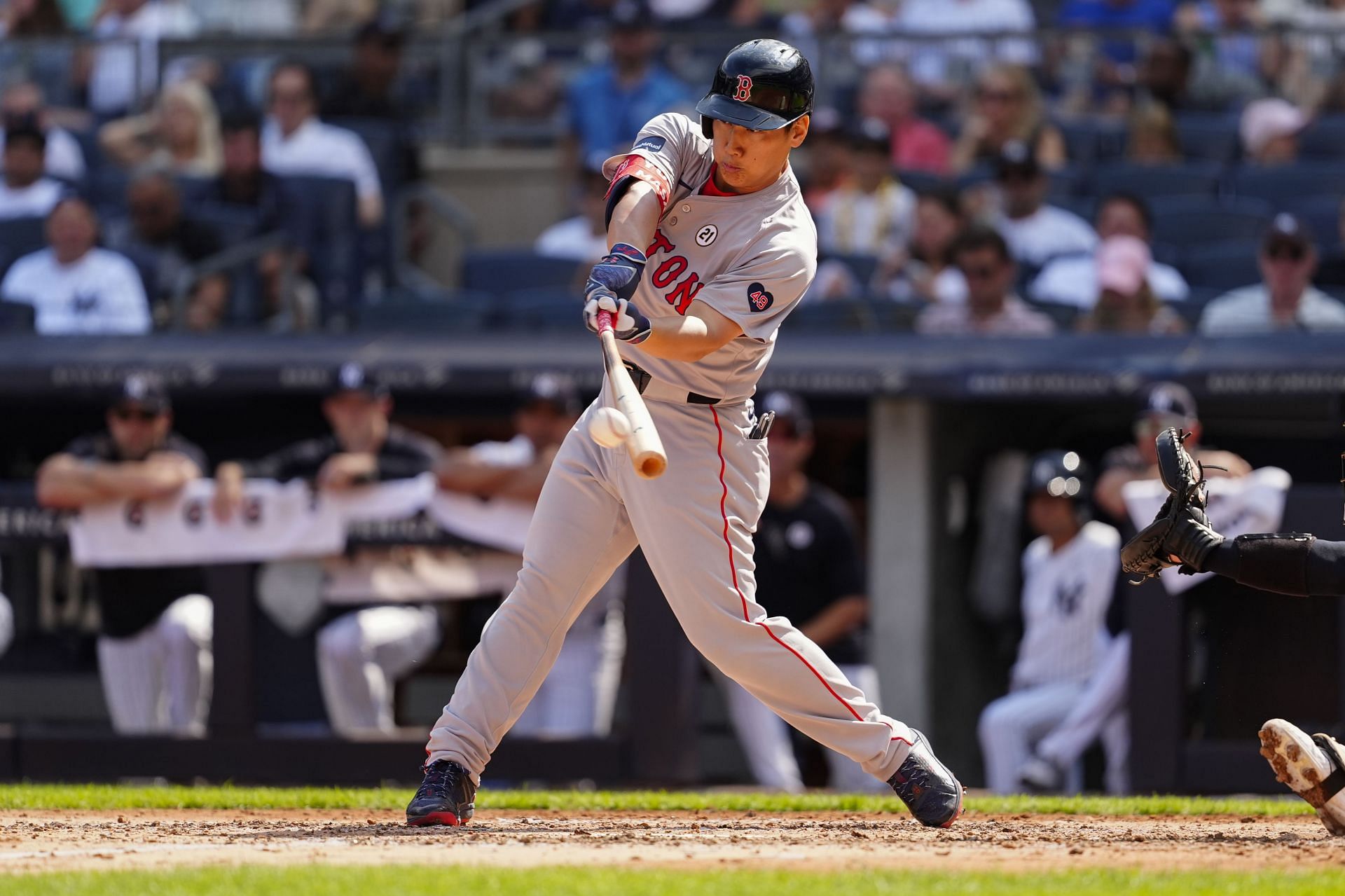 Masataka Yoshida in action against the New York Yankees - Source: Getty