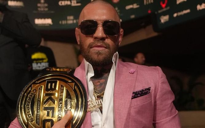 Conor McGregor reacts after hijacking mic from David Feldman to demand 2x pay for BKFC Spain headliners