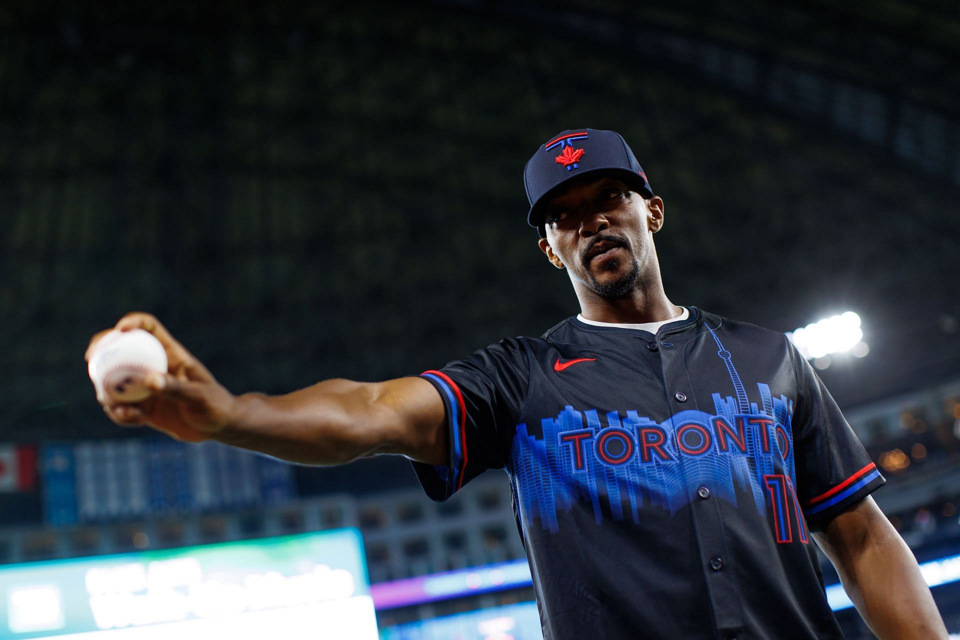 Anthony Mackie threw out a first pitch at an MLB game (Getty)