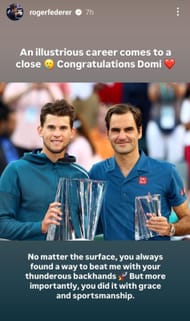 Federer posted on his Instagram story