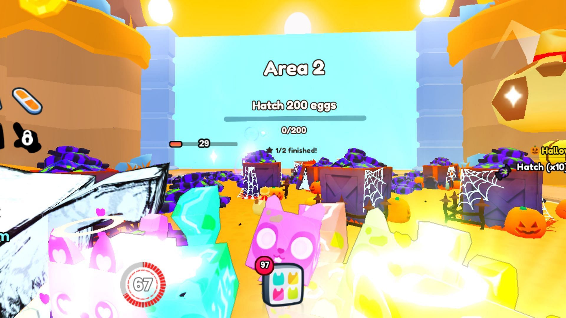 Area 1 in PS99 Halloween World is free for all (Image via Roblox)