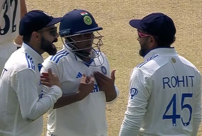 [Watch] Sarfaraz Khan and Virat Kohli convince Rohit Sharma to take successful DRS against in 2nd IND vs NZ 2024 Test