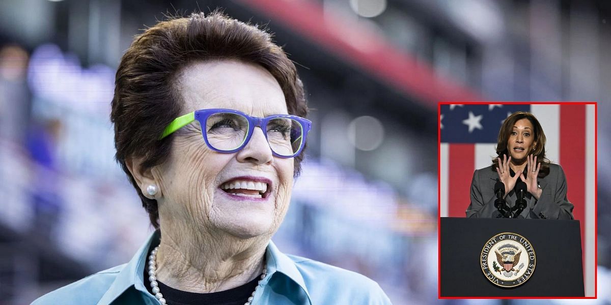 Billie Jean King endorses Kamala Harris (inset) | GETTY