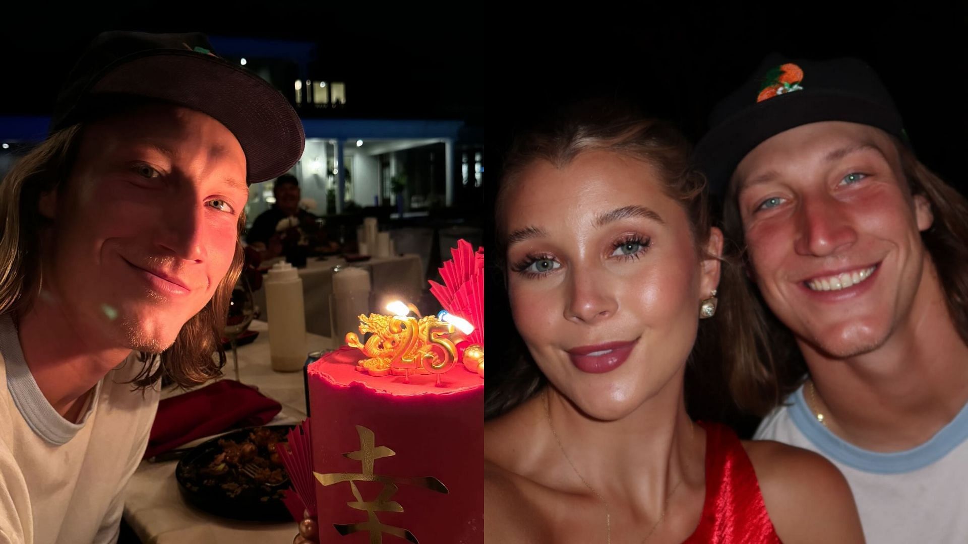 Trevor Lawrence at his 25th birthday party with his wife Marissa