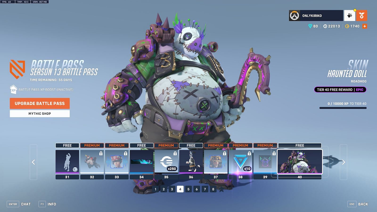 Overwatch 2 Season 13 Battle Pass Tier 31-40 (Image via Blizzard)