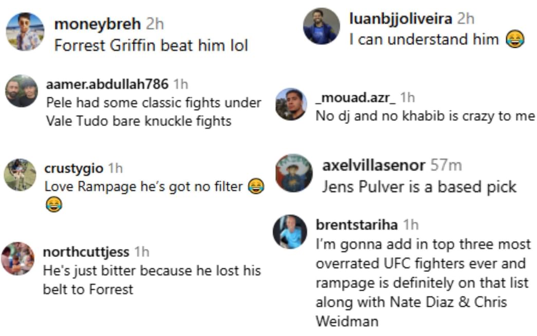 MMA "I can understand him", "Forrest Griffin beat him lol" Fans