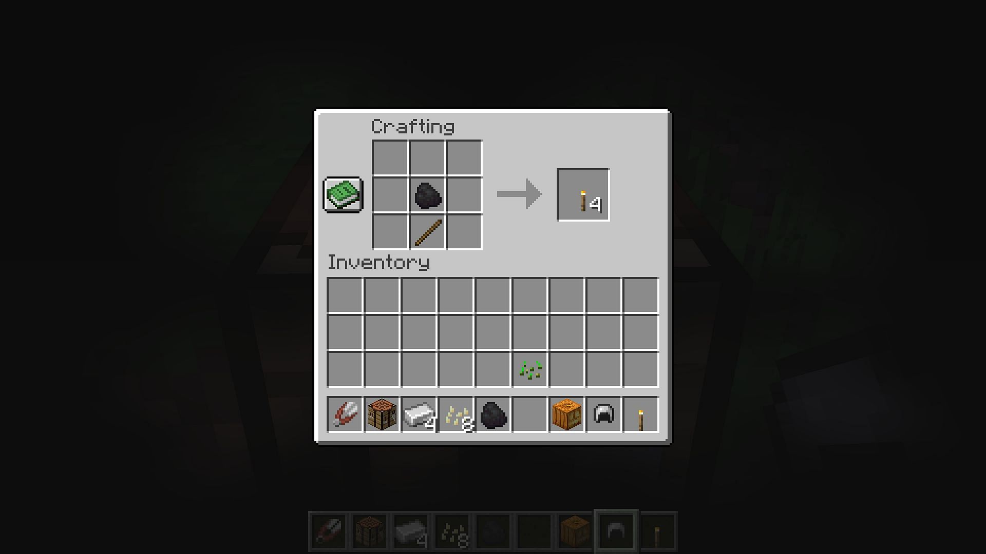 craft a torch to use as an ingredient for a Jack-o-lantern (Image via Mojang Studios)