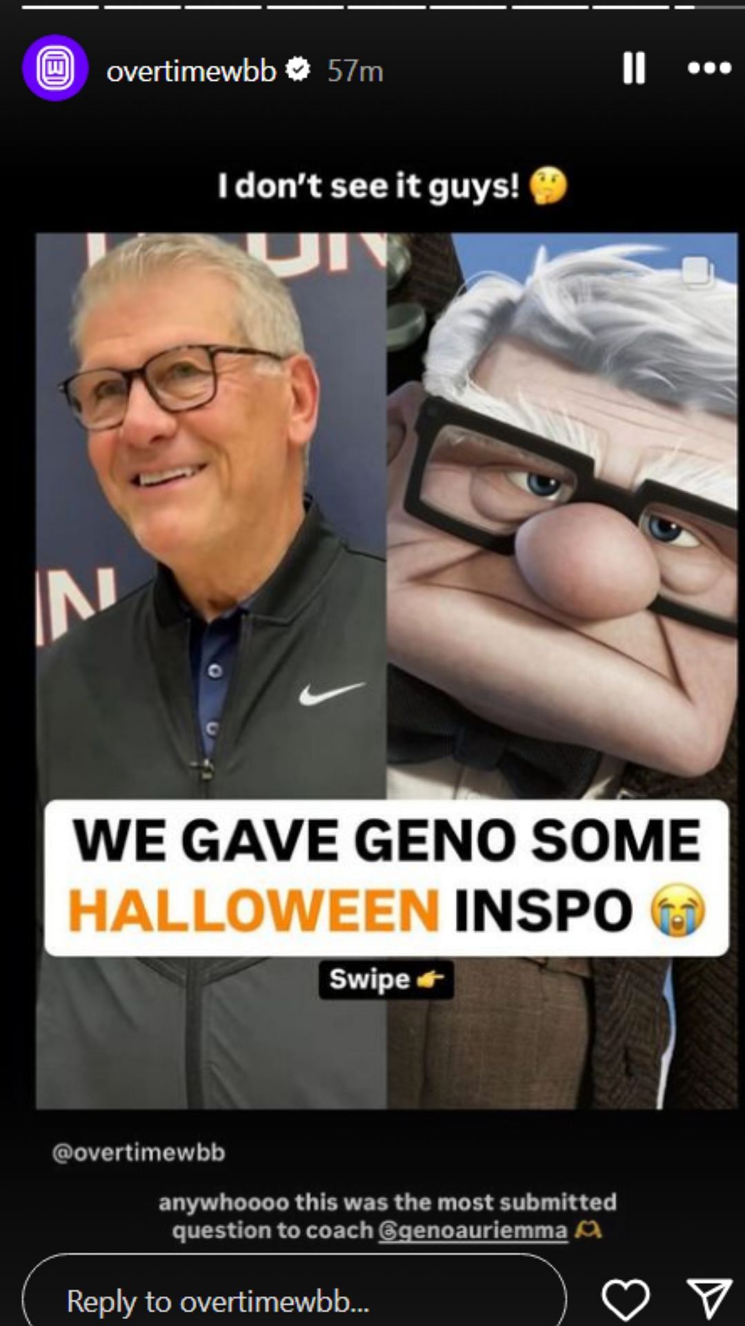 Overtime WBB&#039;s story about Geno Auriemma&#039;s Halloween costume