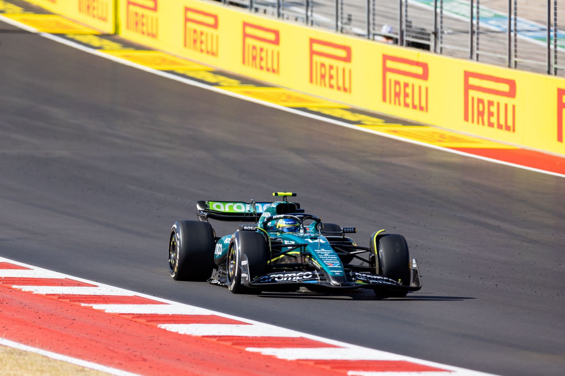 Fernando Alonso (14) of Spain and Aston Martin Aramco F1 during the F1 Pirelli United States Grand Prix at Austin, Texas- Source: Getty Images