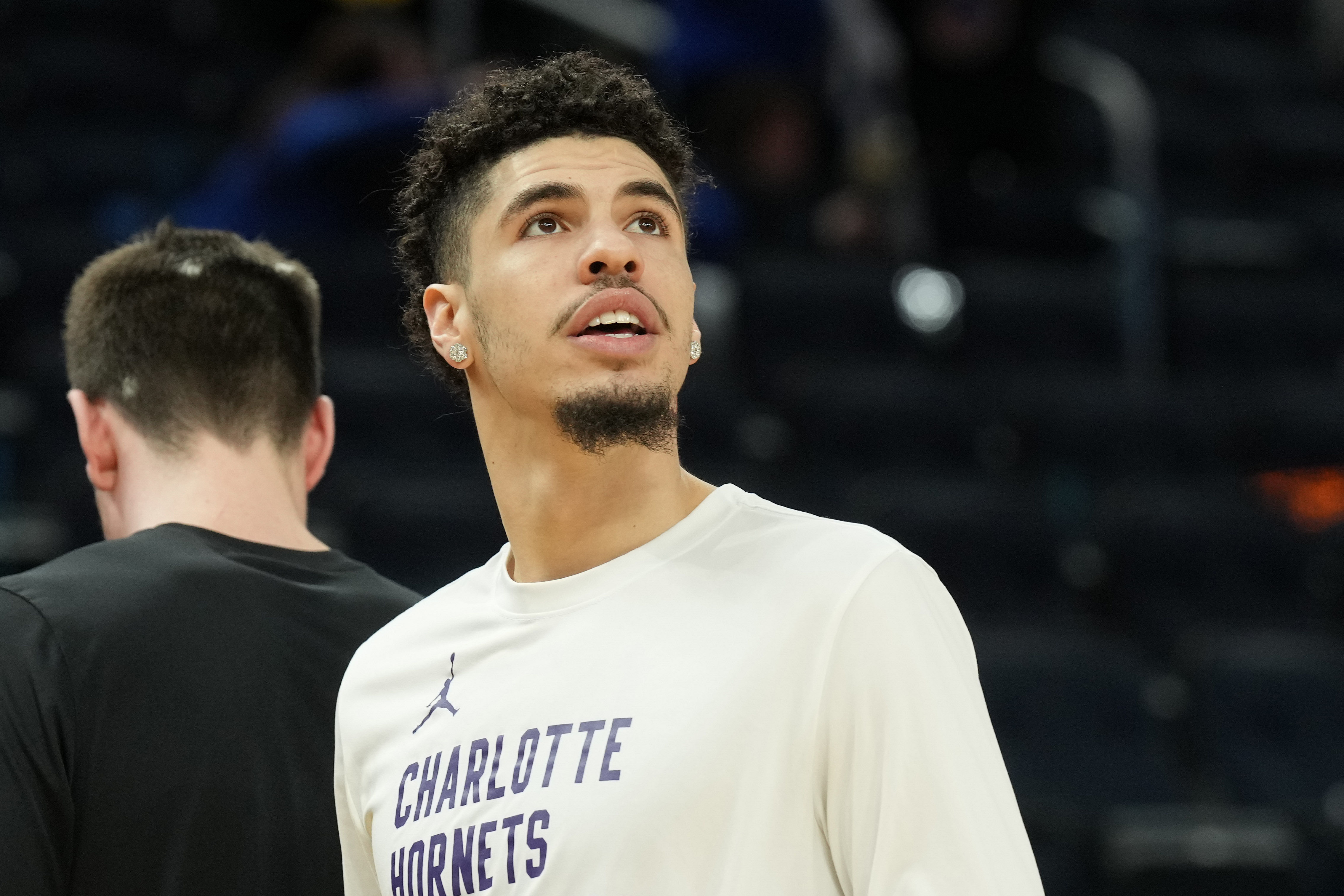 Charlotte Hornets guard LaMelo Ball before the game against the Golden State Warriors at Chase Center. Photo Credit: Imagn