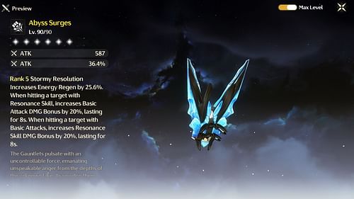 Abyss Surges stats at Level 90 (Image via Kuro Games)