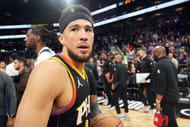 Phoenix Suns guard Devin Booker leaves the court after game four of the first round for the 2024 NBA playoffs at Footprint Center. Photo Credit: Imagn