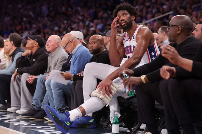 Watch: Joel Embiid dons coach's hat assisting Tyrese Maxey and 76ers from the sidelines in preseason skirmish