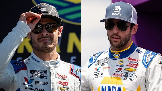 Hendrick stars Kyle Larson, Chase Elliott, and others sign bizarre items featuring a lamp post, table chair, and more in a hilarious video