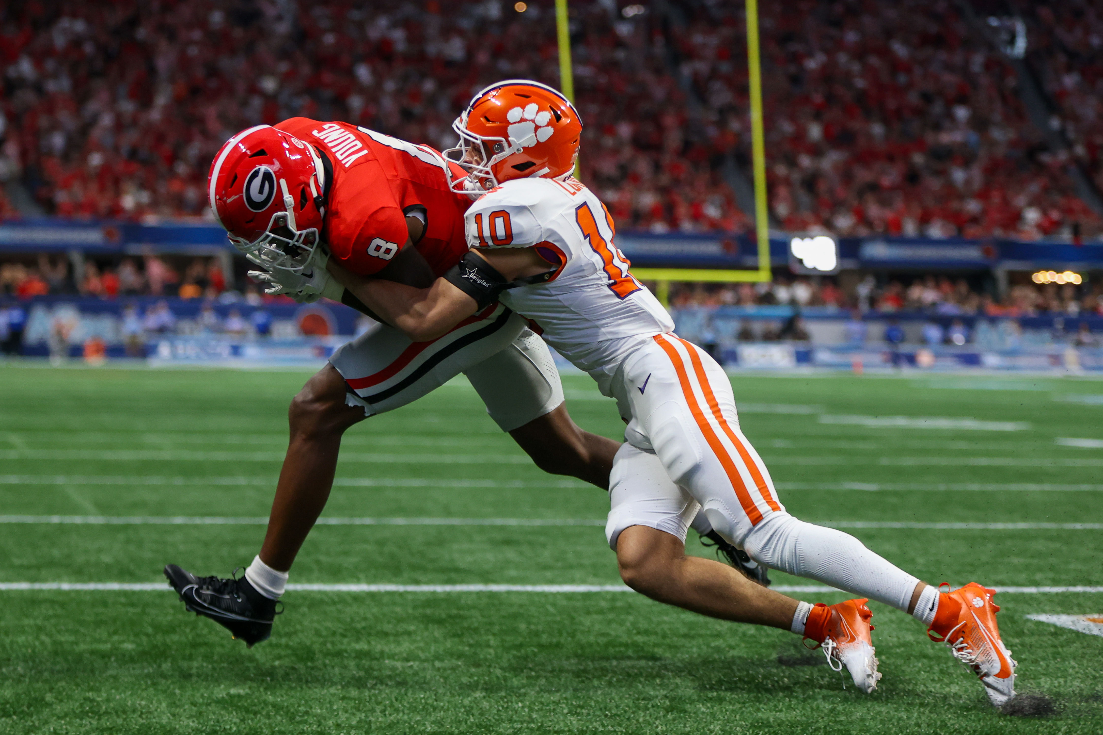 Colbie Young catching a touchdown against Clemson on Aug. 31, 2024 - Source: Imagn