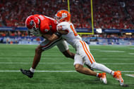 Colbie Young catching a touchdown against Clemson on Aug. 31, 2024 - Source: Imagn