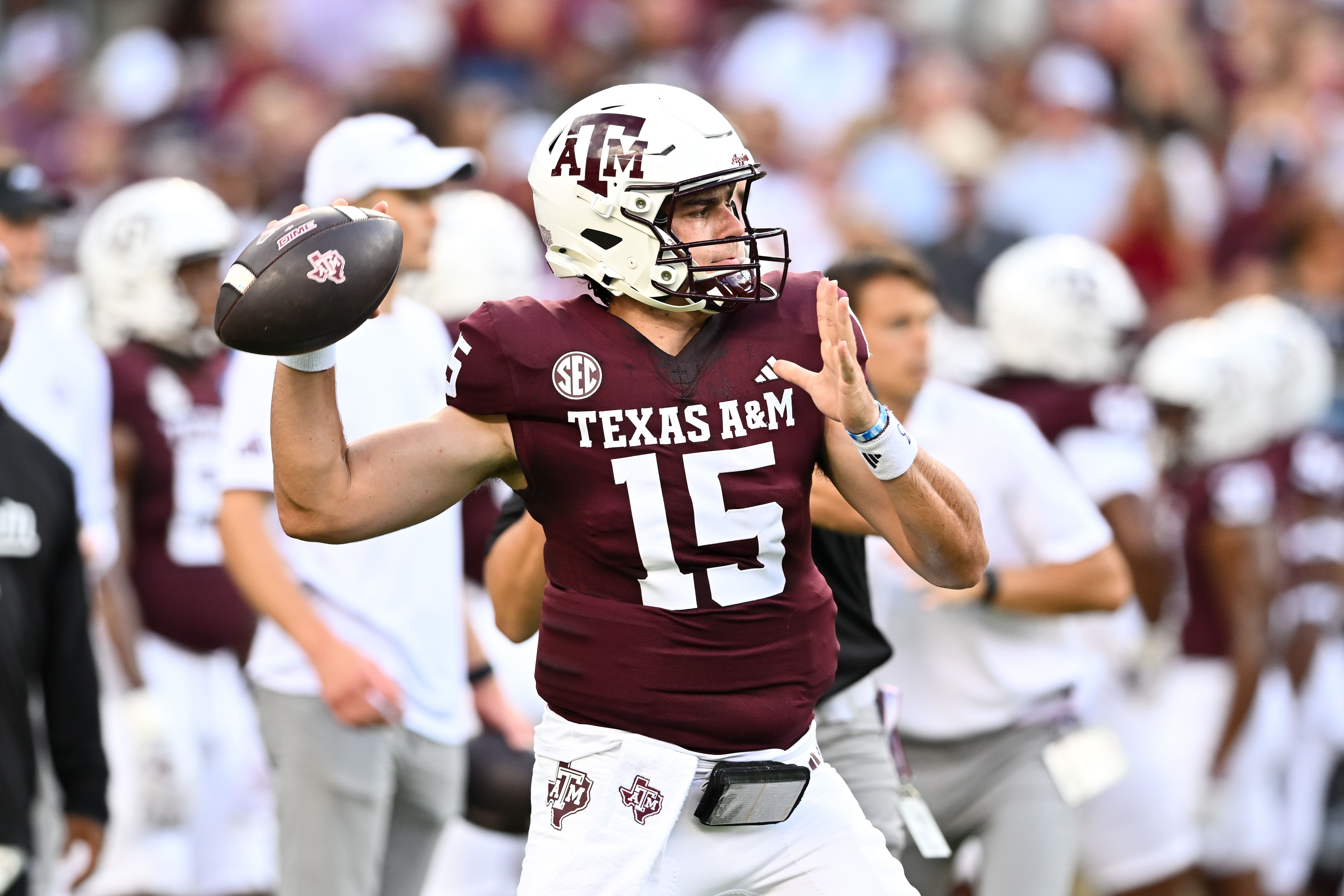 Texas A&M QB Conner Weigman Source: Imagn