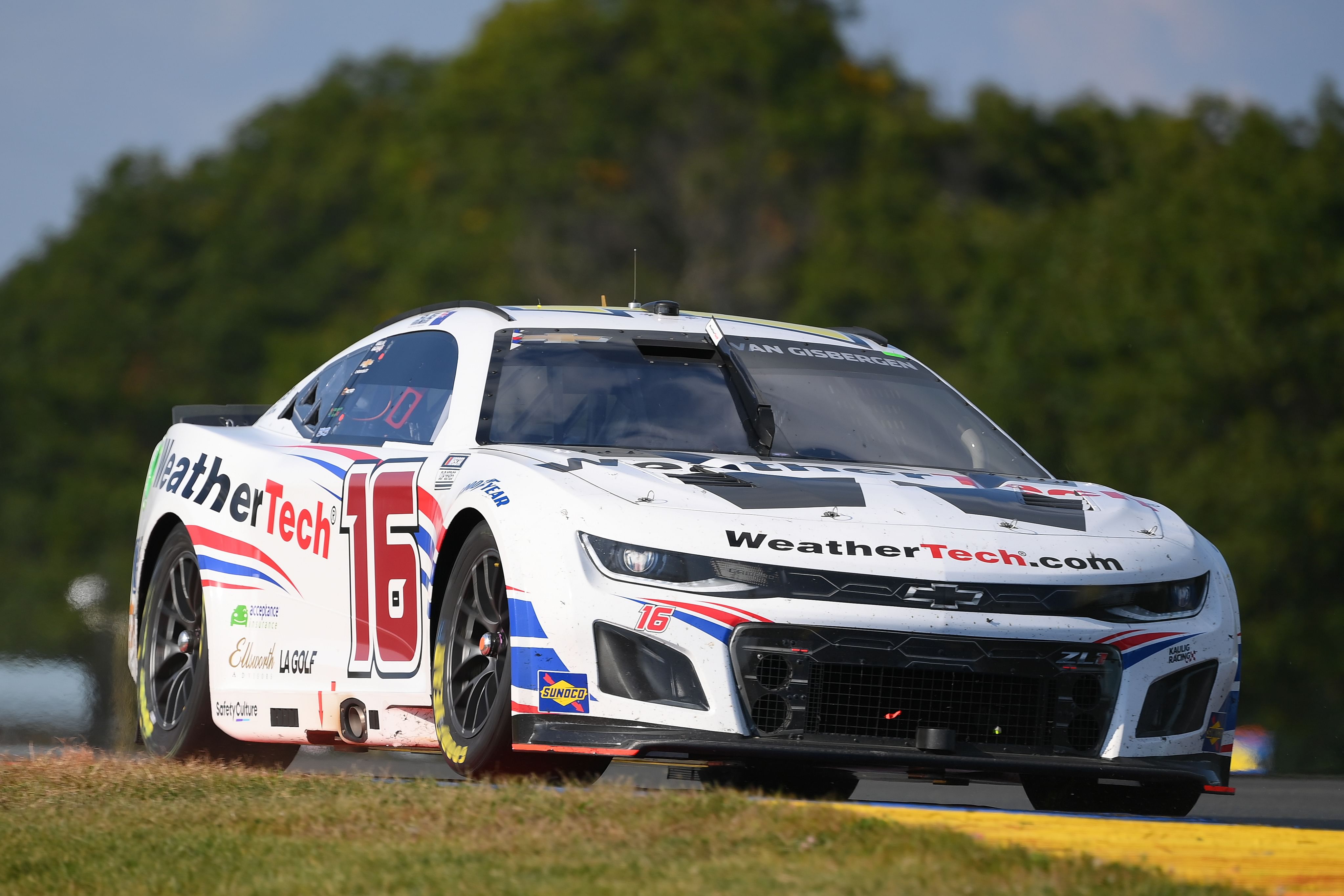 Sep 15, 2024; Watkins Glen, New York, USA; NASCAR Cup Series driver Shane van Gisbergen (16) drives during the Go Bowling at The Glen at Watkins Glen International. (Source: Imagn)