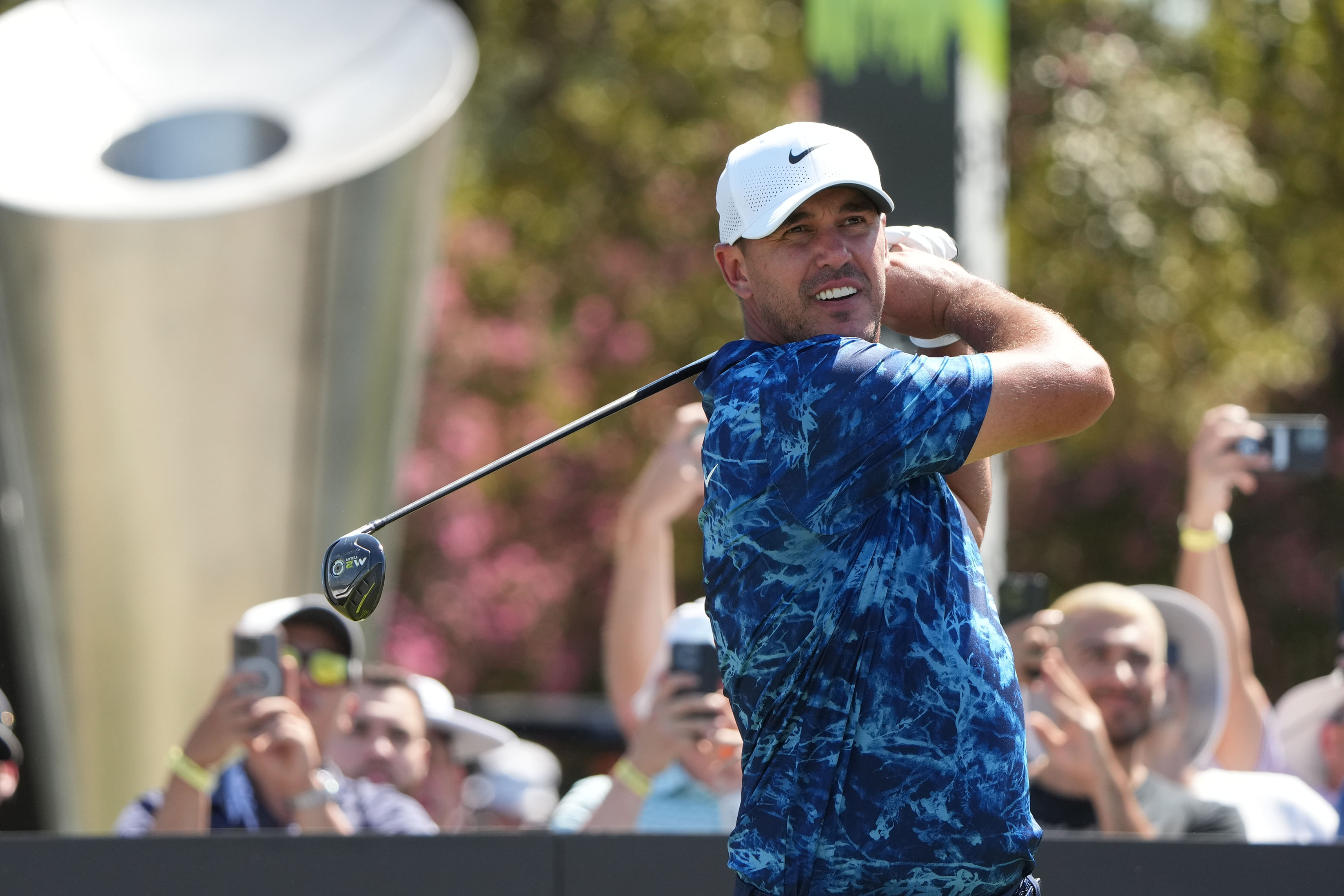 Brooks Koepka watches his shot during the LIV Golf Dallas Team Championship. (Image Source: Imagn)