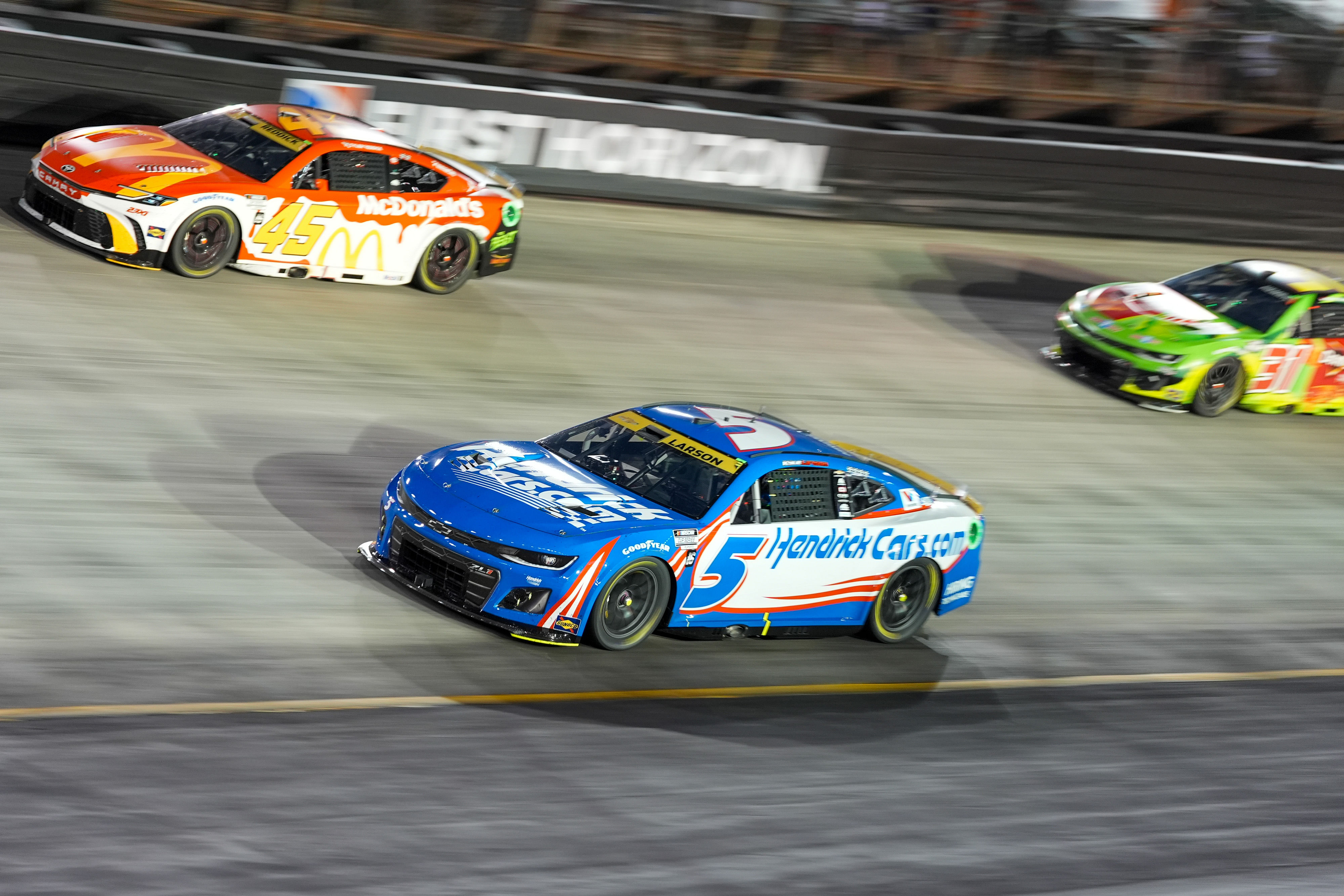 NASCAR Cup Series driver Kyle Larson (5) during the Bass Pro Shops Night Race at Bristol Motor Speedway (Image via Imagn)