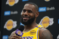 Lakers star LeBron James at Media Day - Source: Imagn