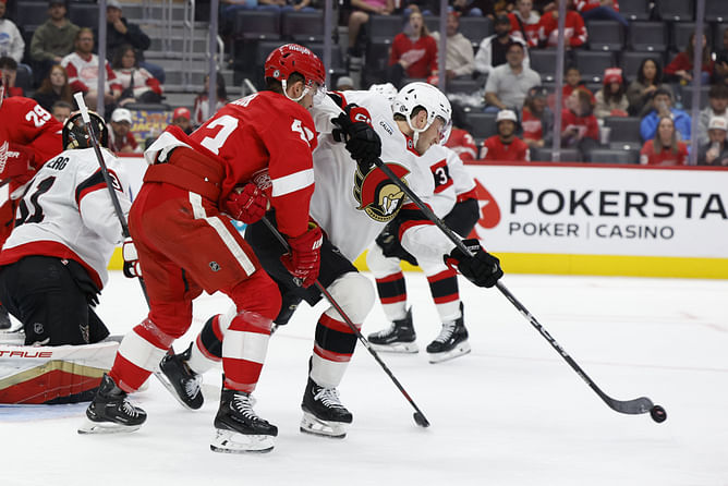 Watch: Sens’ Zack MacEwen sparks scuffle with Red Wings' Seider & Chiarot, leading to scrum