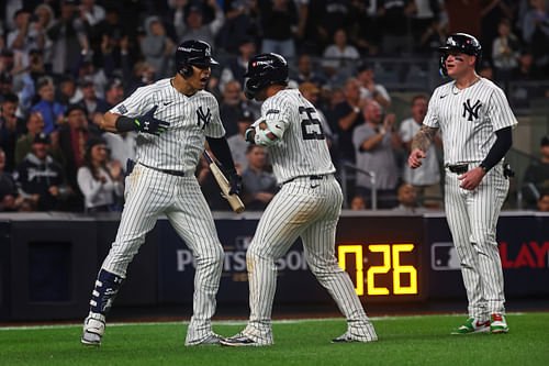 Gleyber Torres scored two runs for the Yankees against the Royals in ALDS Game 1 (Photo Credit: IMAGN)