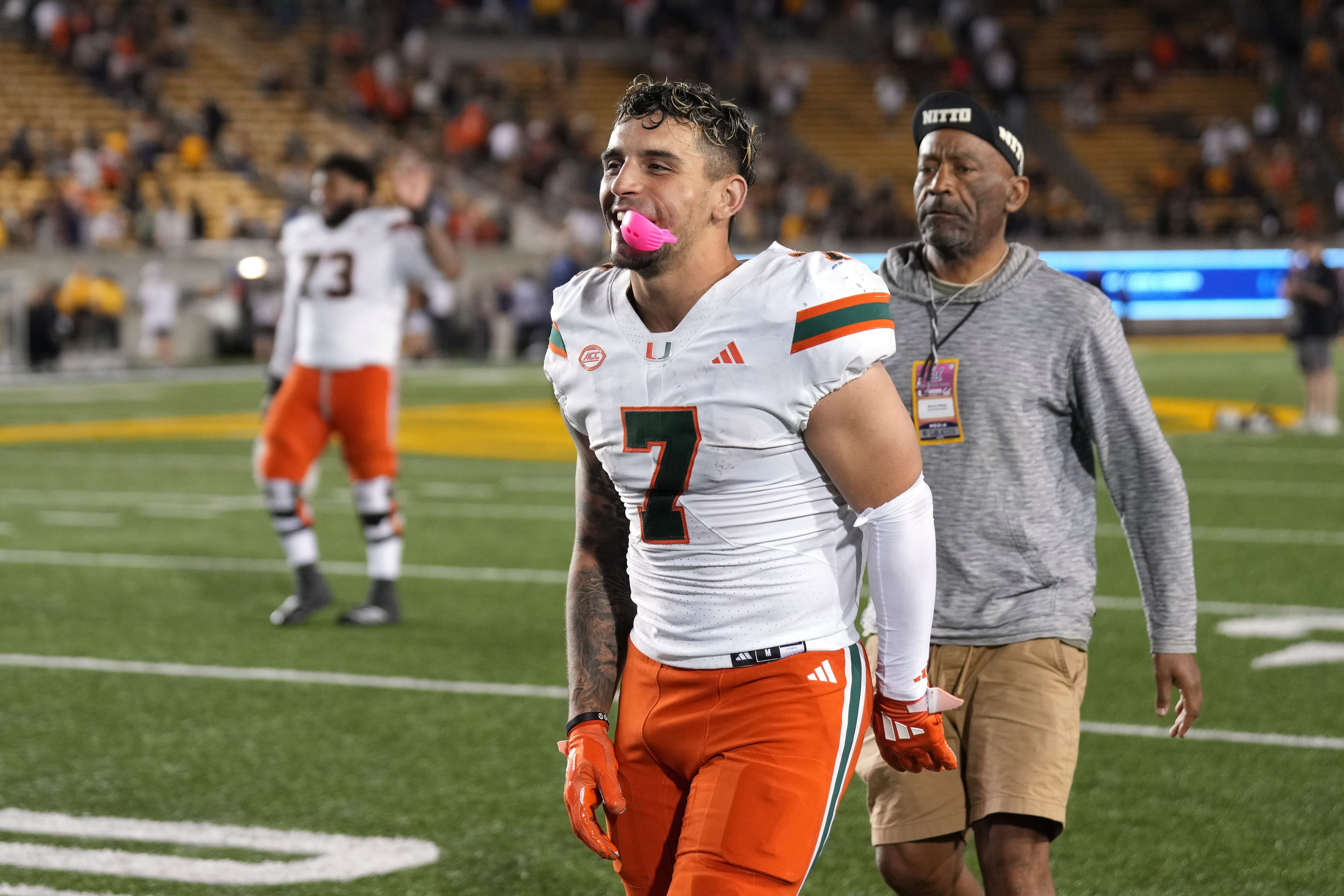 Miami&#039;s Xavier Restrepo is one of the top receivers in action in Week 8. (Photo Credit: IMAGN)