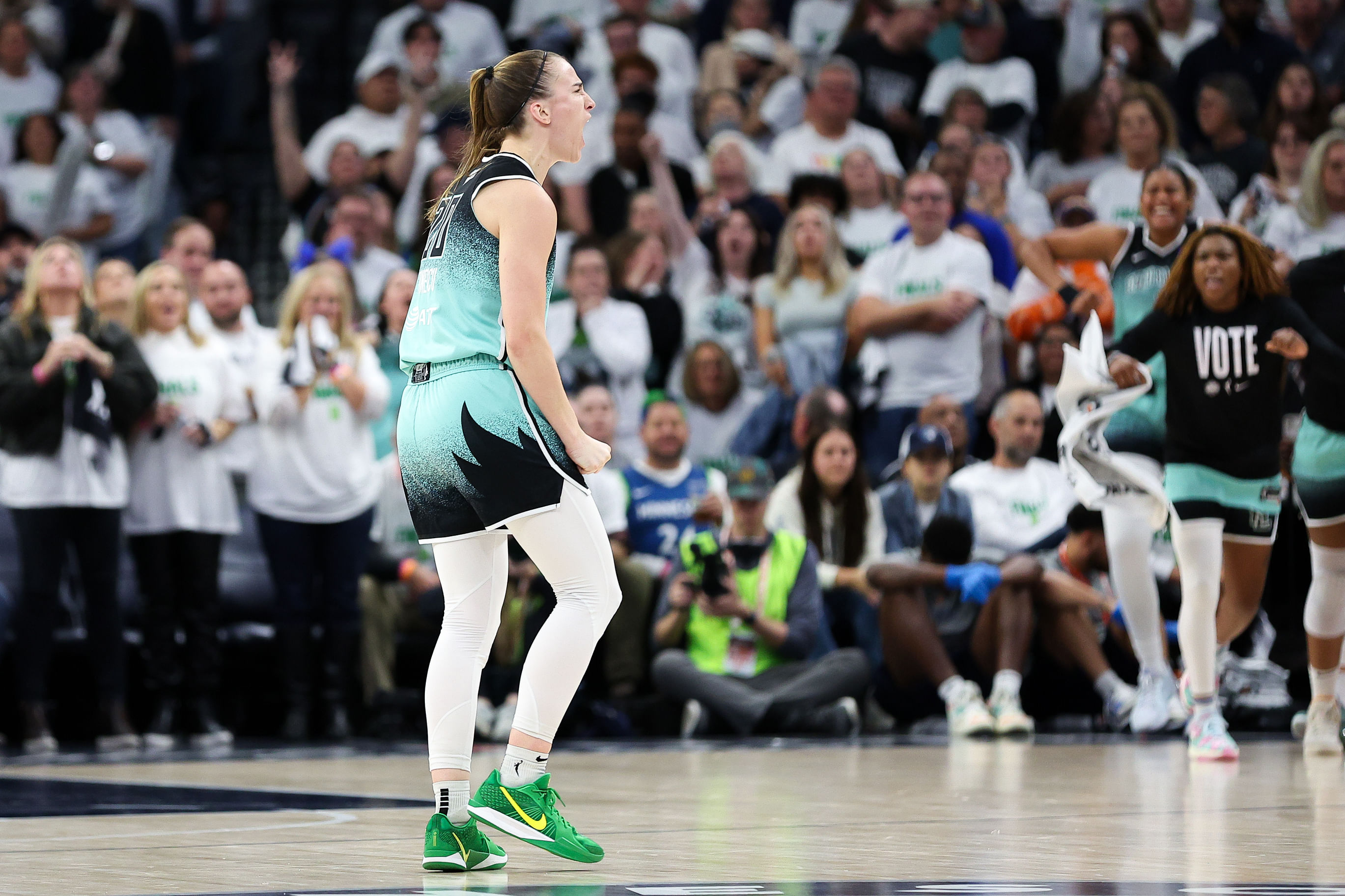 Sabrina Ionescu didn&#039;t know how far she shot her game-winner (Image Source: IMAGN)