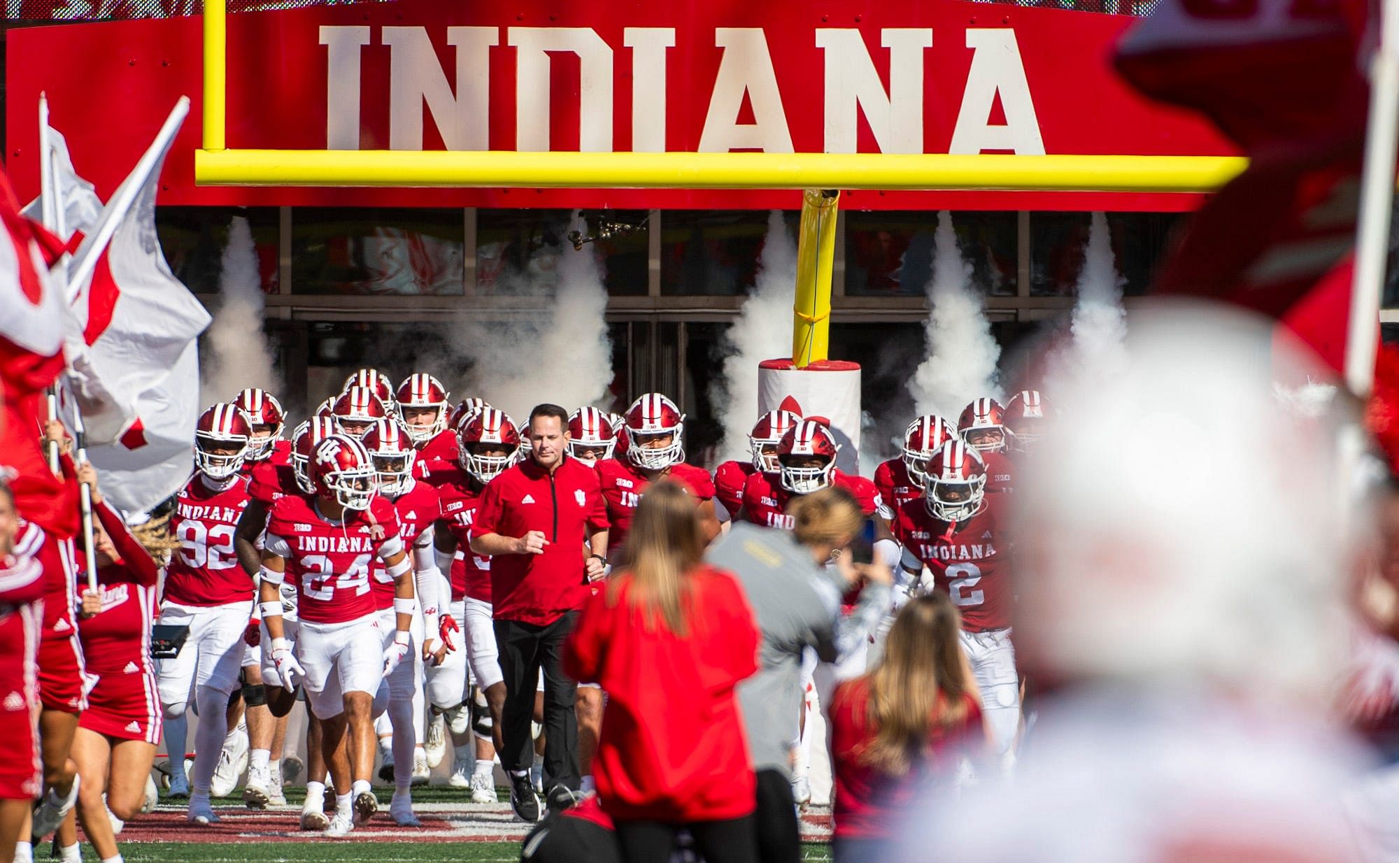 Indiana Head Coach Curt Cignetti leads the Hoosier onto the field - Source: Imagn