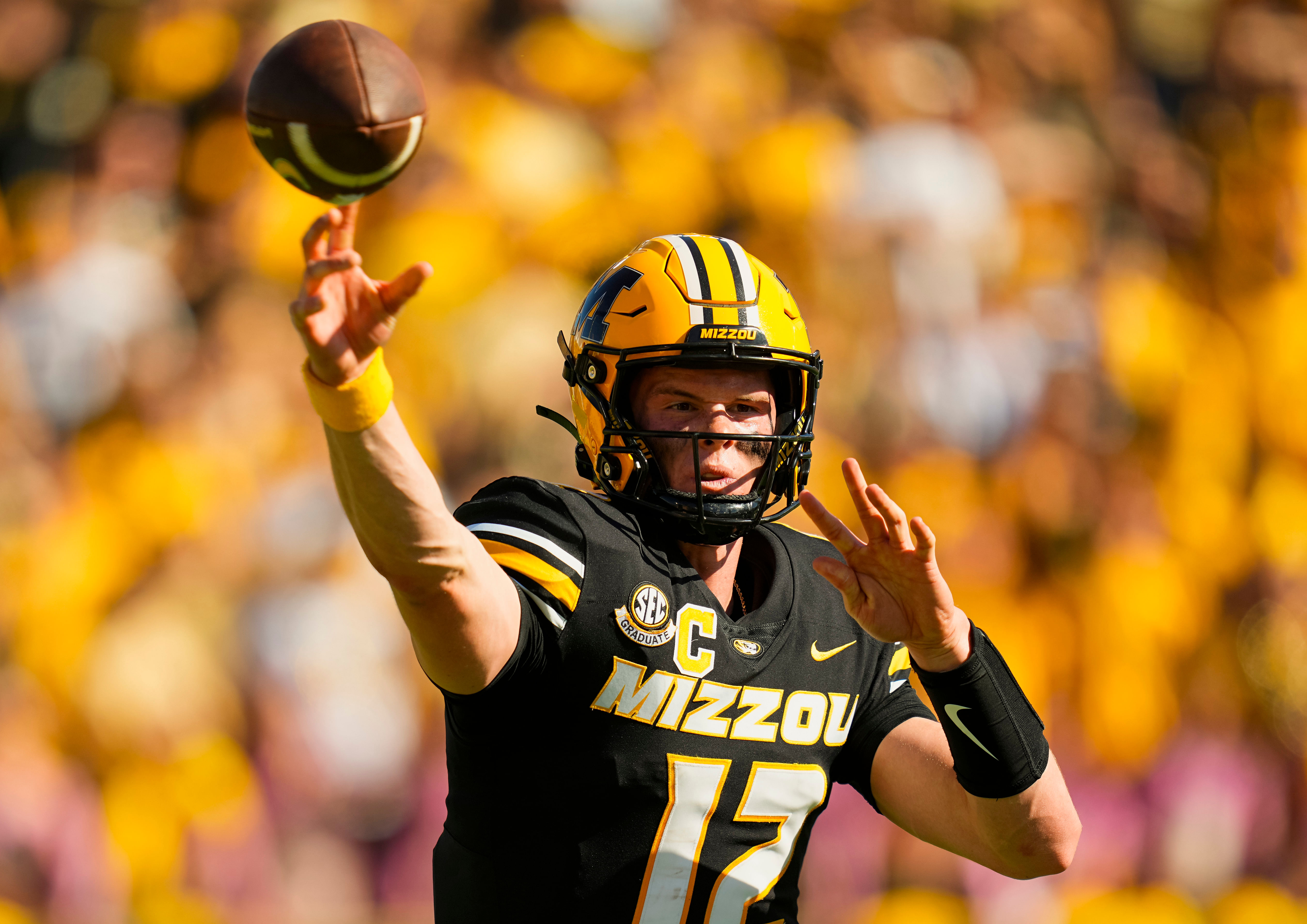 Missouri and QB Brady Cook are poised for an upset against Alabama. (Photo Credit: IMAGN)