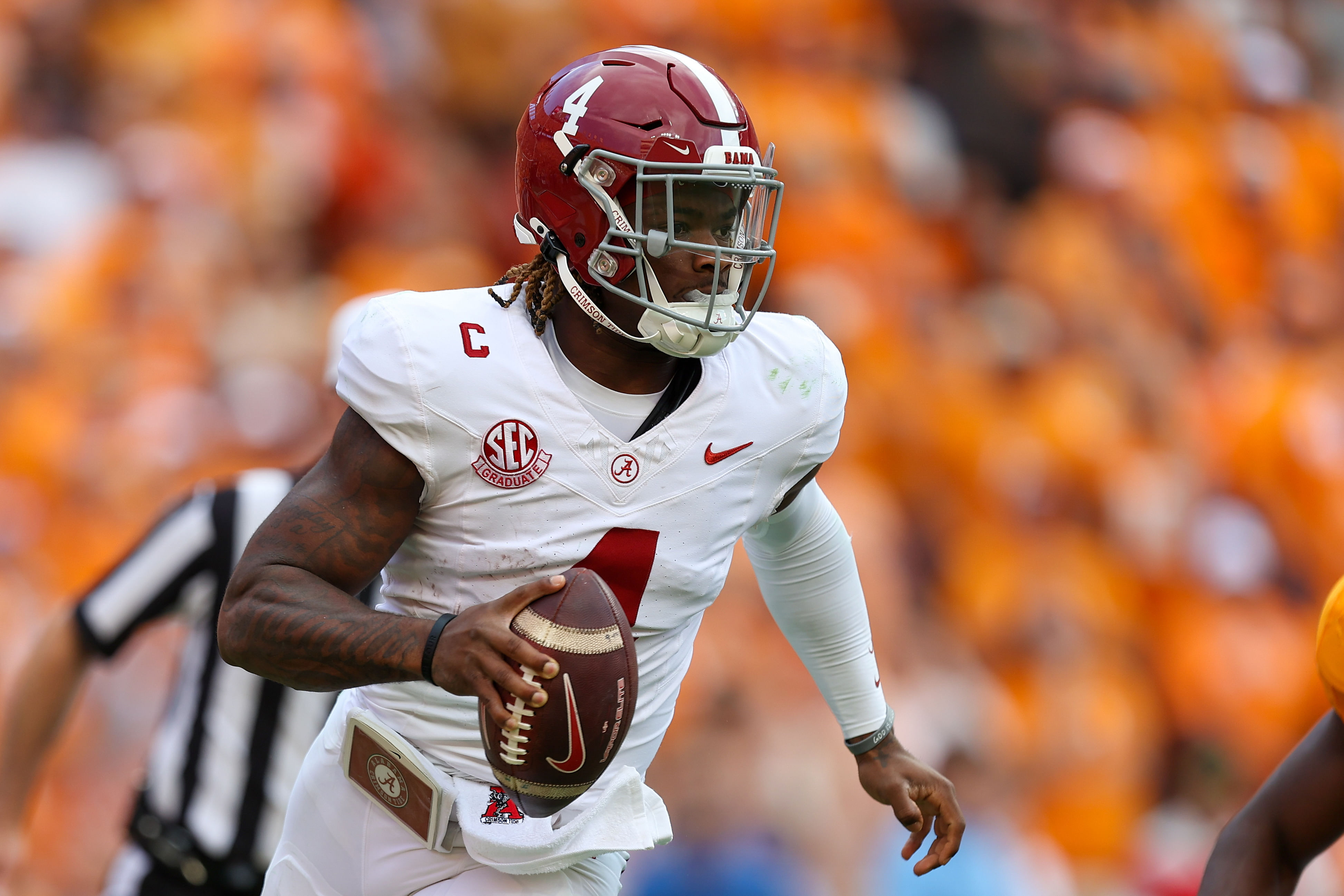 Tide QB Jalen Milroe had one of the worst games of his career against Tennessee (Image Source: IMAGN)