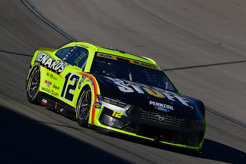 Ryan Blaney (12) during the South Point 400 at Las Vegas Motor Speedway. Mandatory Credit: Gary A. Vasquez-Imagn Images