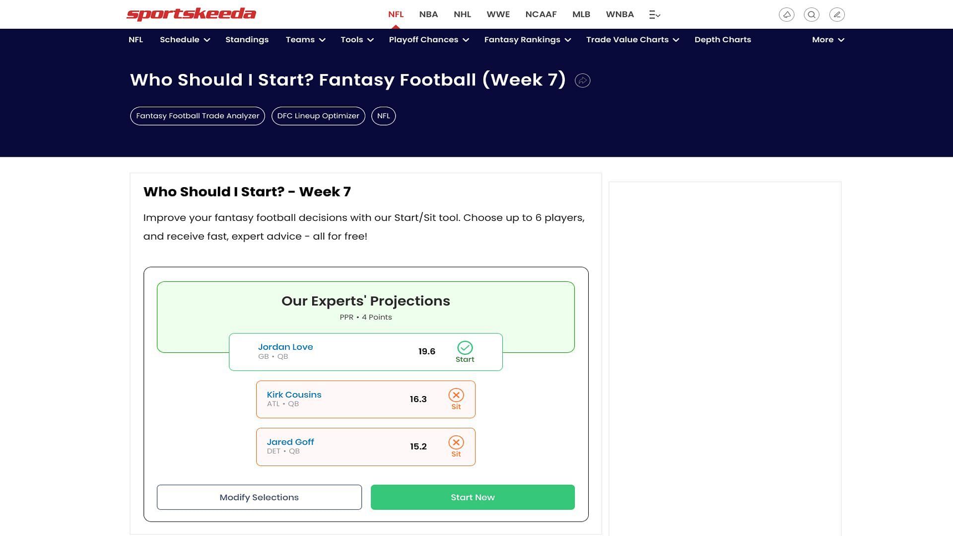 Sportskeeda's Start/Sit Optimizer has spoken