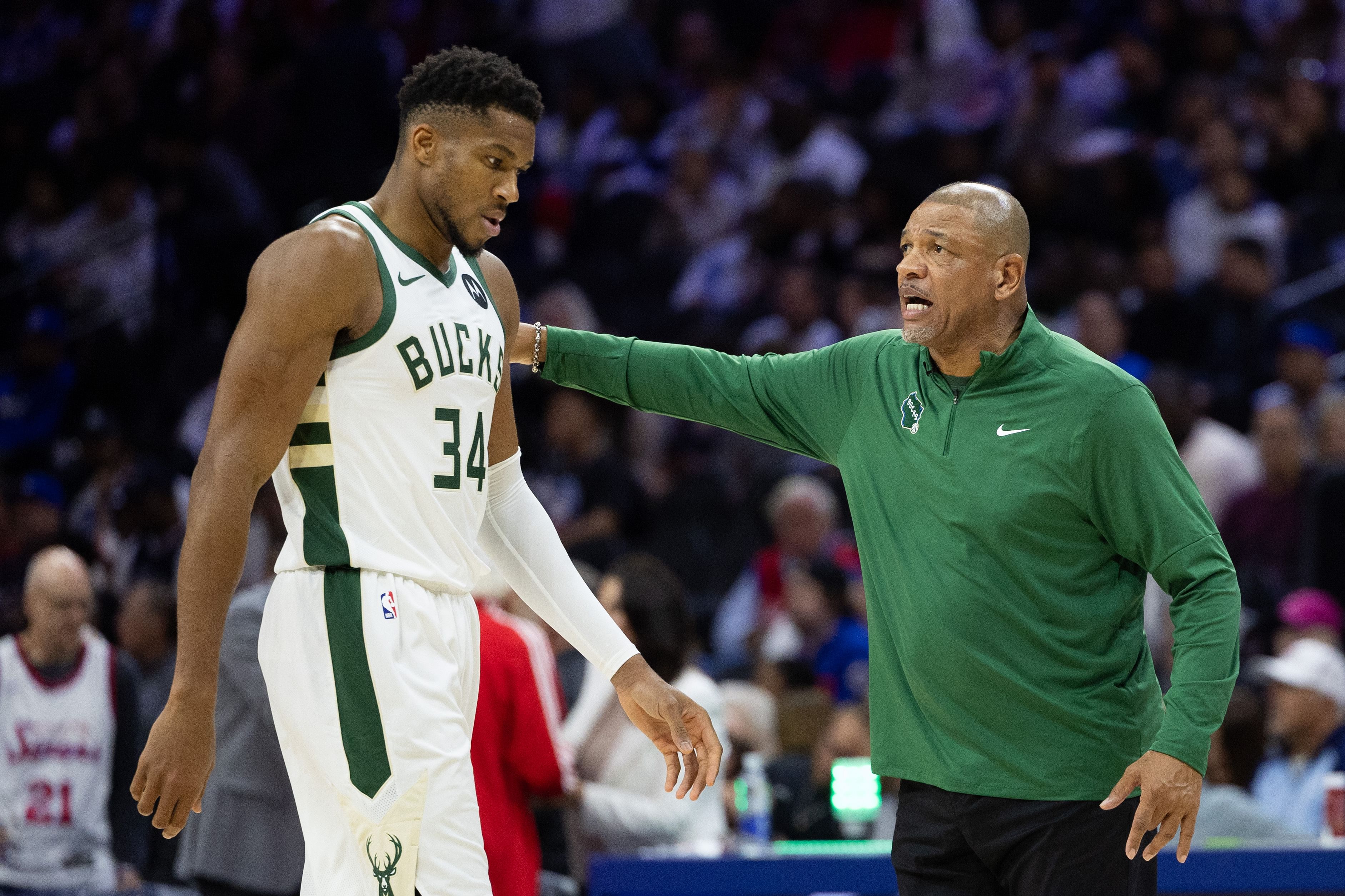 Giannis Antetokounmpo and Doc Rivers (Image Source: IMAGN)