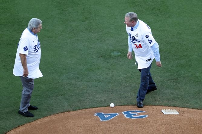 Why did the mound in Dodgers vs Yankees World Series Game 1 have '34' painted on it? All you need to know